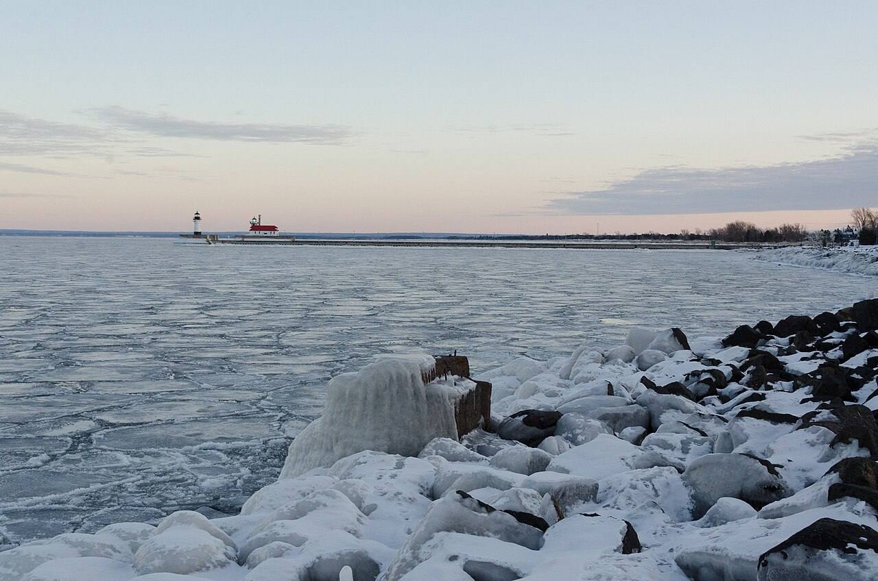 Duluth Harbor Entrance in February