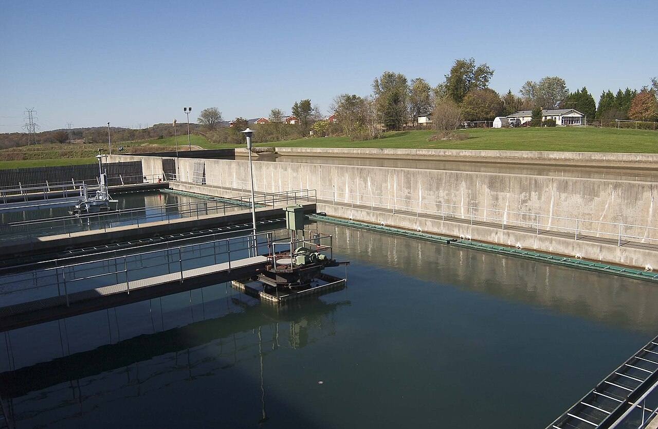 The coagulation and filtration processes at a drinking water treatment plant.